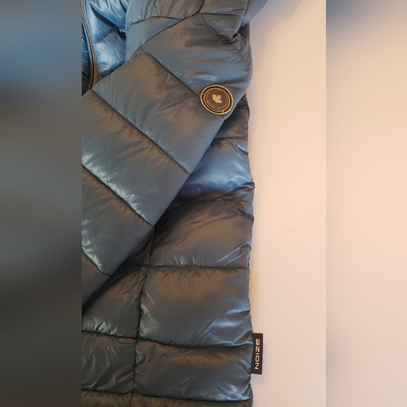NWOT NOIZE Eden Vegan Parka  Jacket Quilted Coat Blue Outwear Cruelty - Picture 11 of 12